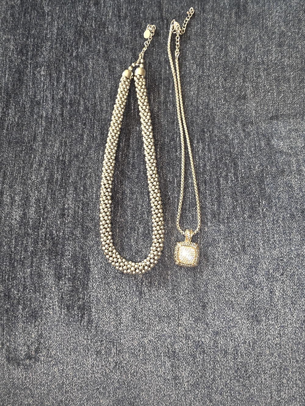 Gold Beaded Statement Necklace and Gold Pendant Necklace